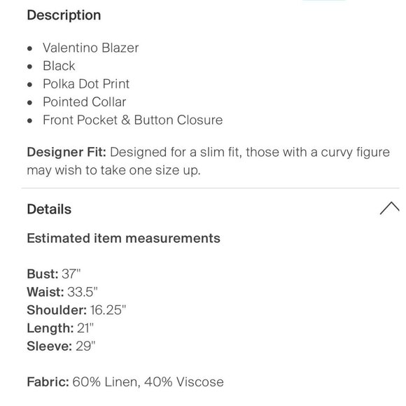 Valentino Authentic Black White Polka Dot Long Sleeve Blazer Jacket 10 Medium - Picture 4 of 9